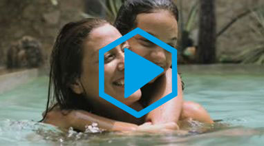4K ultra hd stock footage royalty free of a family on holiday in Mexico swimming pool mother father son daughter